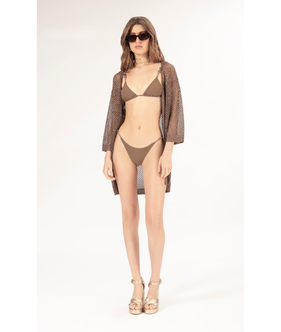 Saída Curta Tricot Lurex Cafe