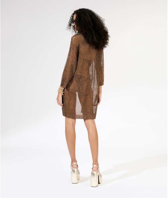 Saída Curta Tricot Lurex Caramelo