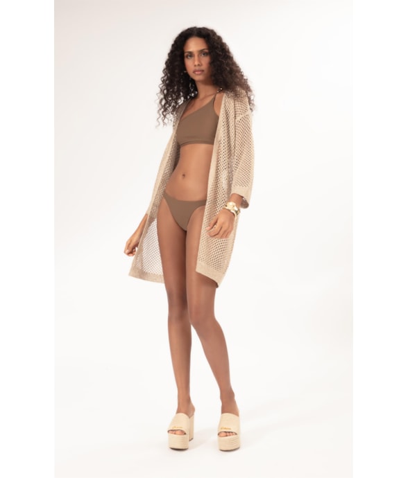 Saída Curta Tricot Lurex Dourado
