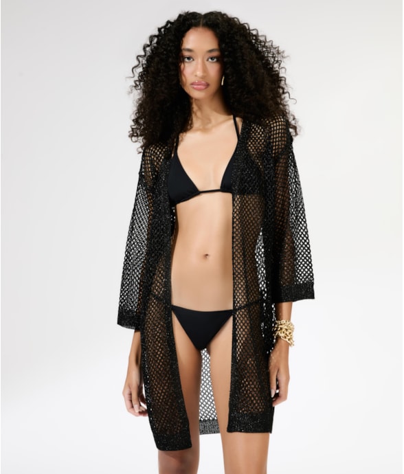 Saida Curta Tricot Lurex Preto