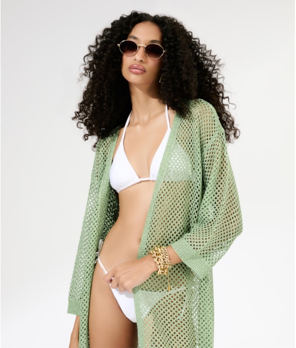 Saída Curta Tricot Lurex Verde Claro