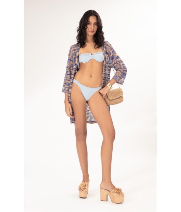 Saida Curto Tricot Multicolor Azul Bic