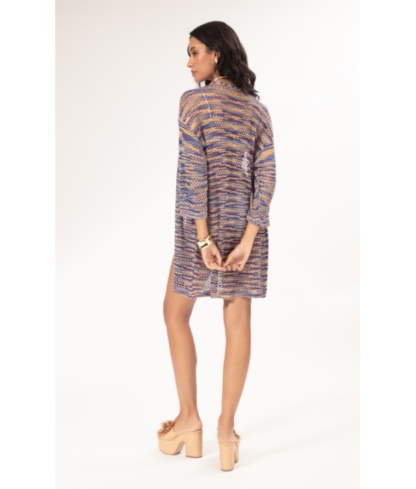 Saida Curto Tricot Multicolor Azul Bic