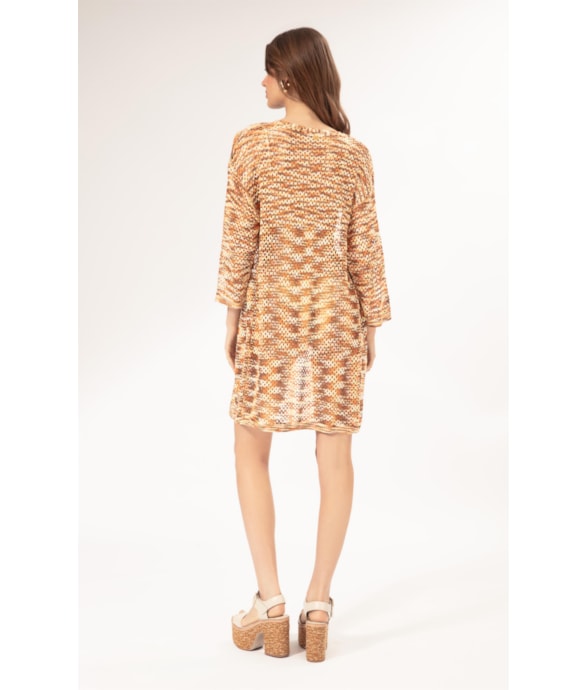Saida Curto Tricot Multicolor Laranja