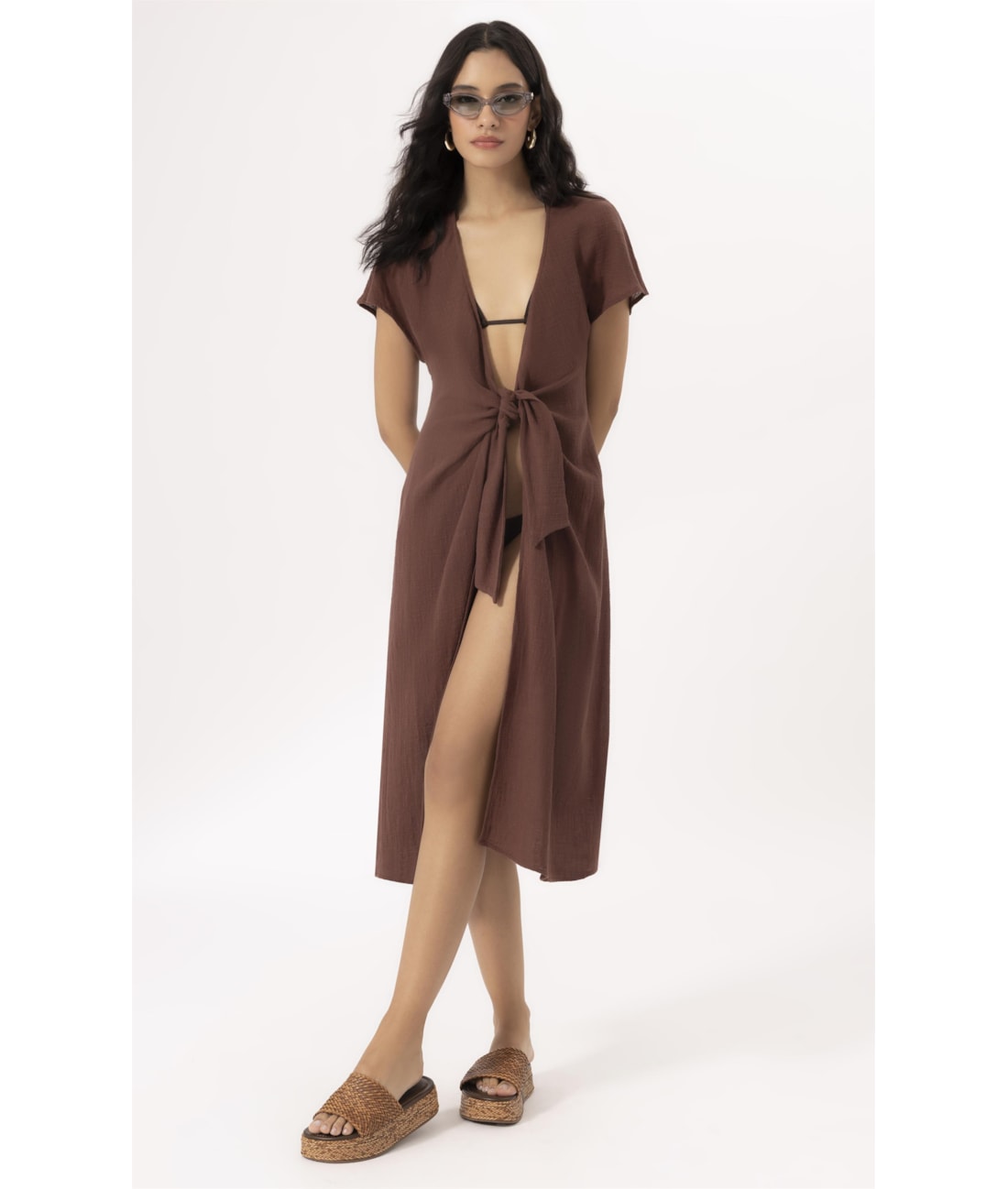Saida Midi Cotton Plage Marrom
