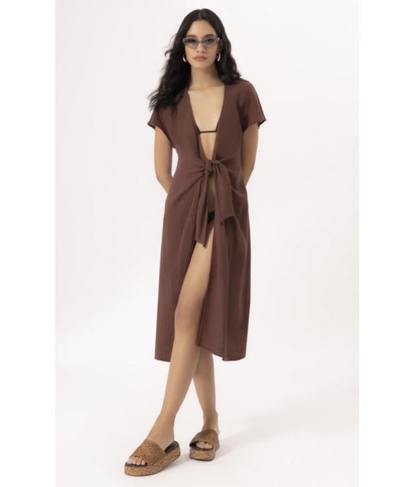 Saida Midi Cotton Plage Marrom
