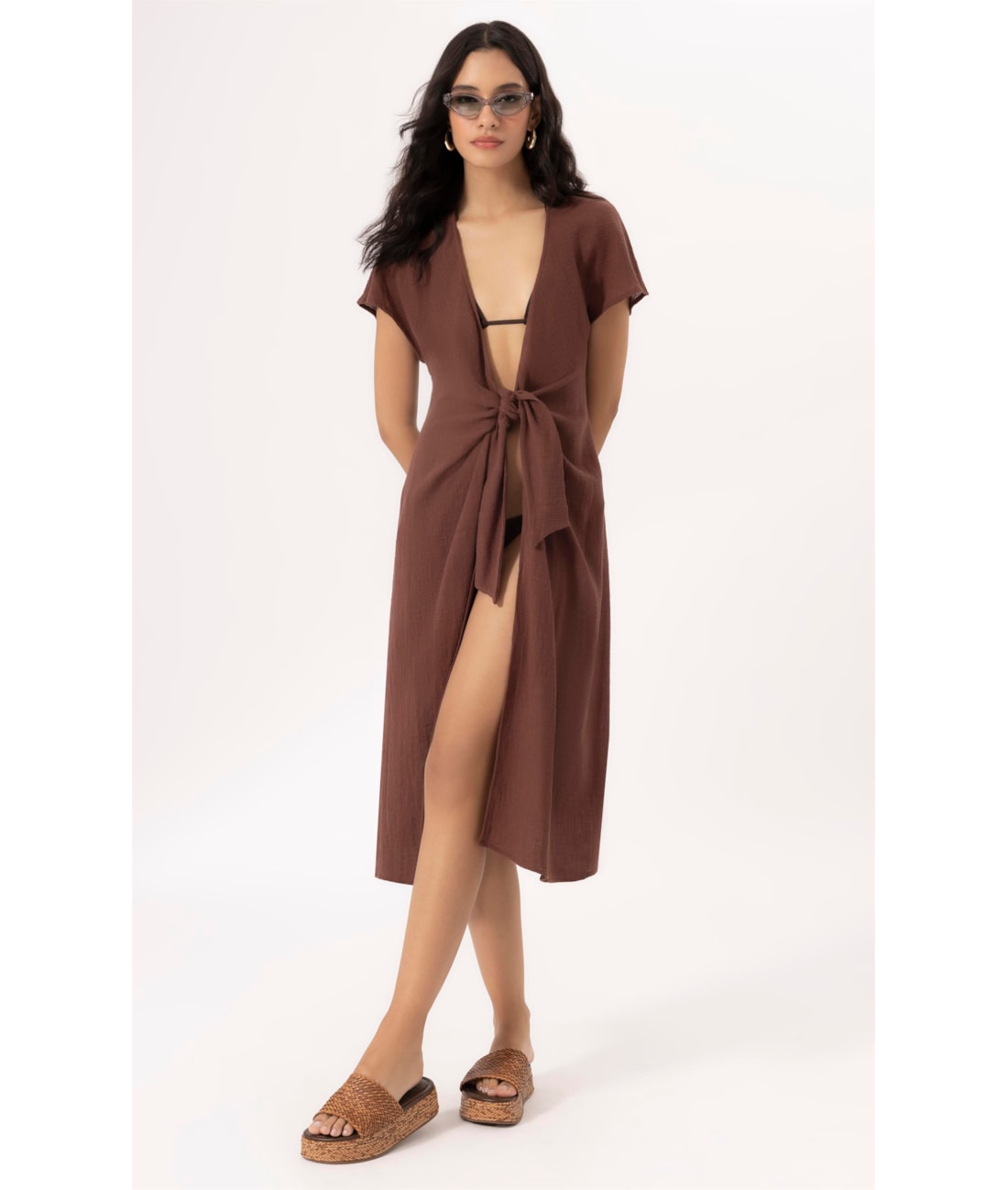 Saída Midi Cotton Plage Marrom