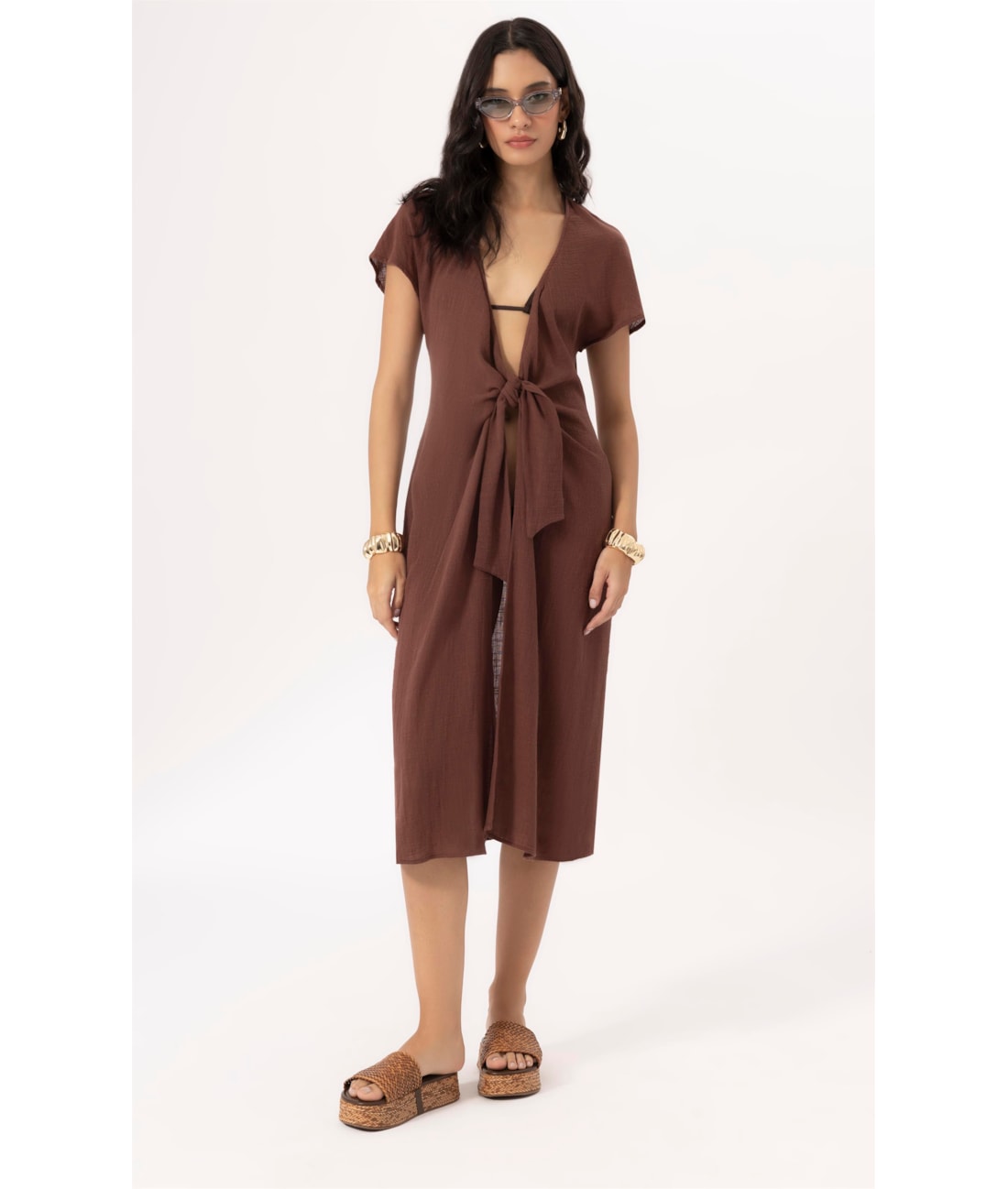 Saída Midi Cotton Plage Marrom