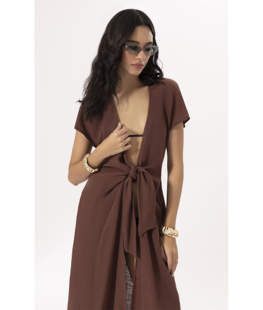 Saida Midi Cotton Plage Marrom