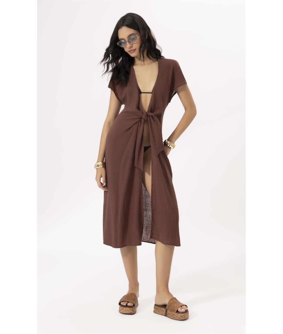 Saida Midi Cotton Plage Marrom