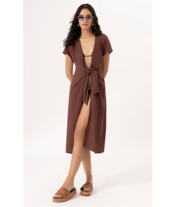 Saída Midi Cotton Plage Marrom