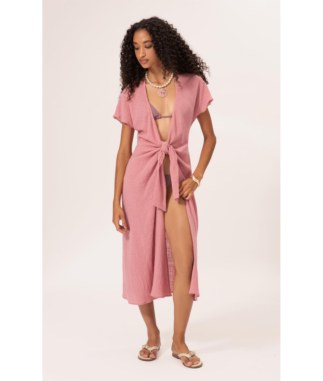 Saida Midi Cotton Plage Rosa