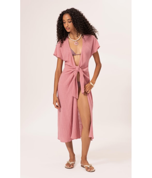Saida Midi Cotton Plage Rosa