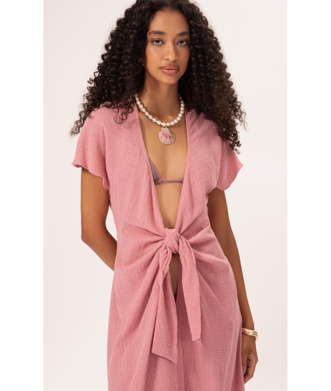 Saida Midi Cotton Plage Rosa