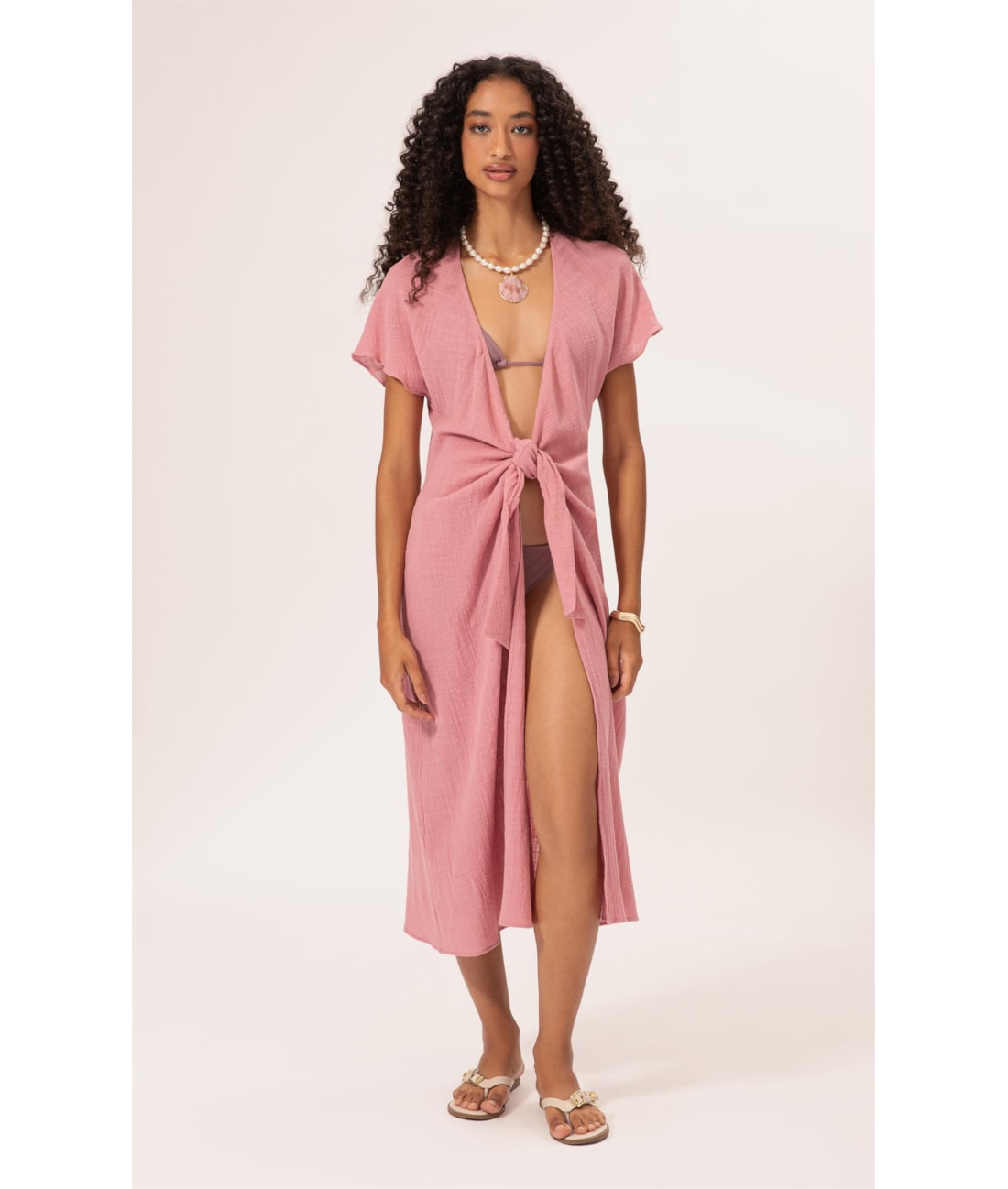 Saida Midi Cotton Plage Rosa