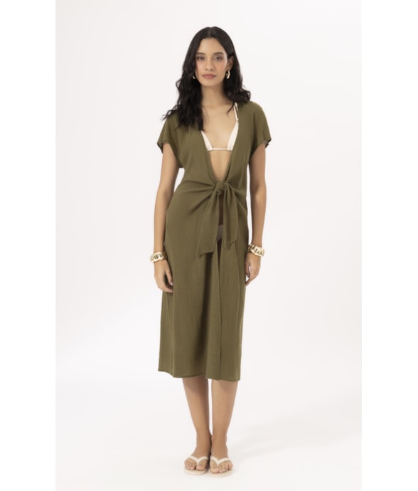 Saida Midi Cotton Plage Verde Militar