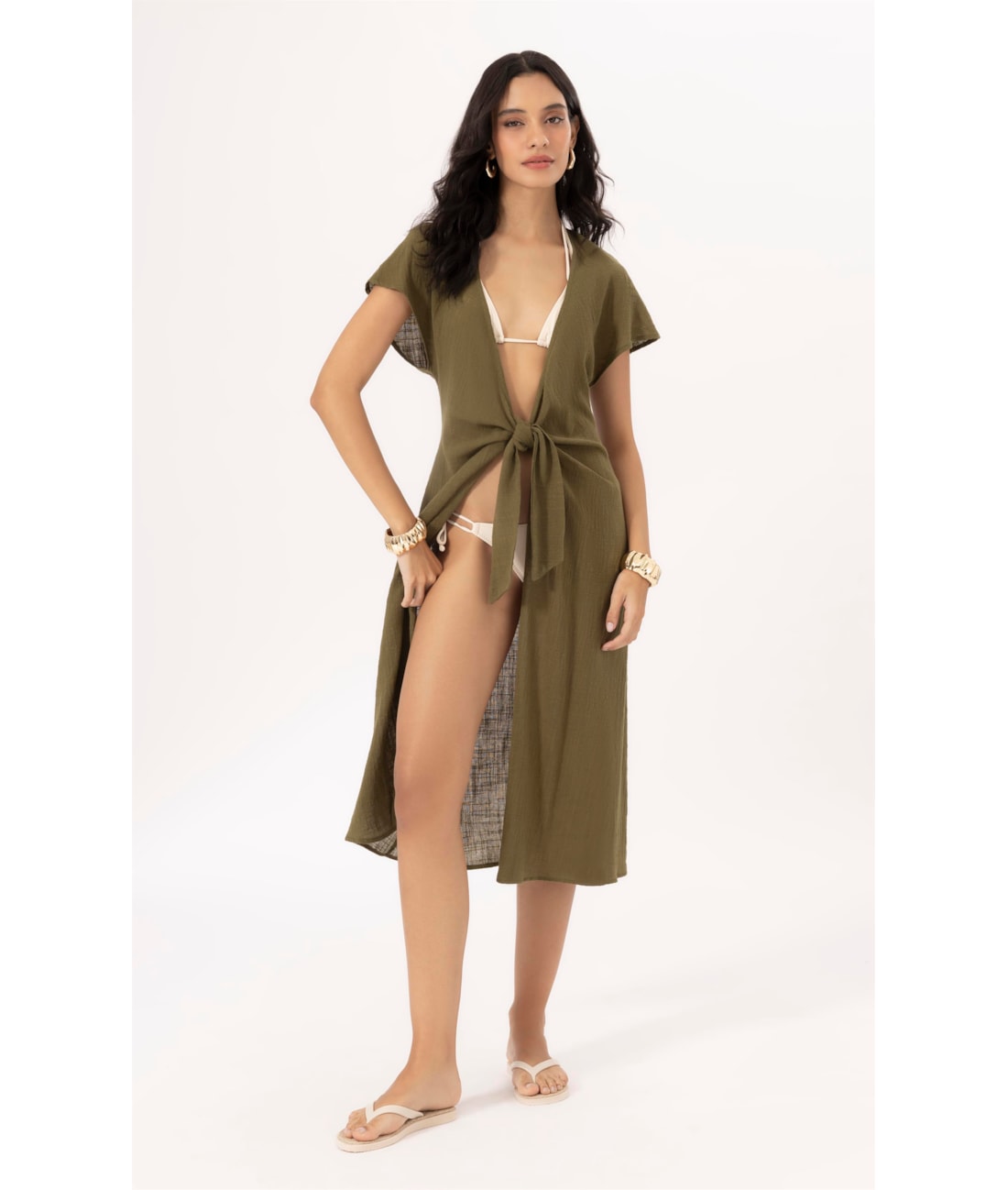 Saída Midi Cotton Plage Verde Militar