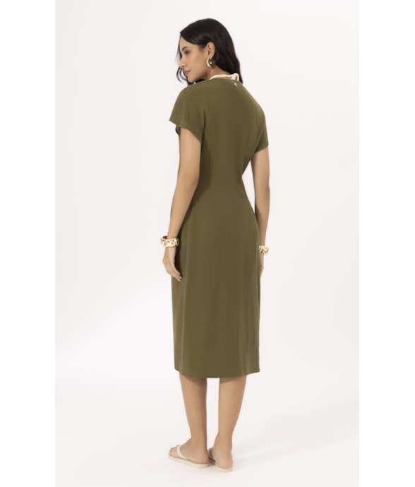 Saida Midi Cotton Plage Verde Militar