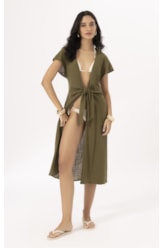 Saida Midi Cotton Plage Verde Militar