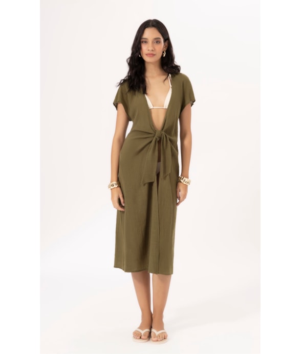 Saída Midi Cotton Plage Verde Militar