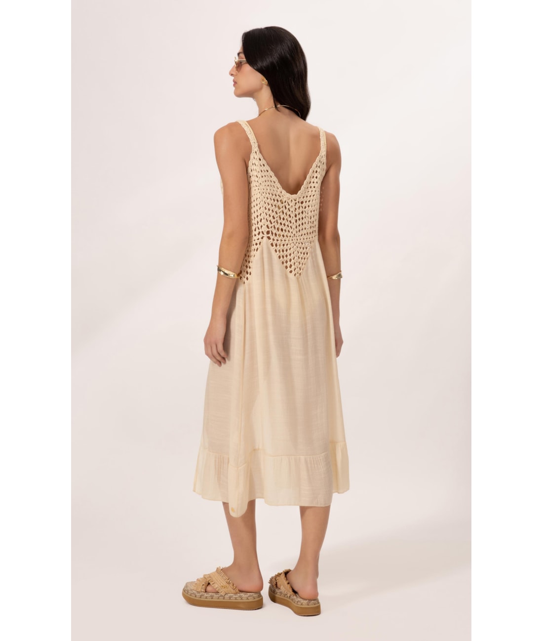 Saída Midi Crochê Mix Amarelo Manteiga