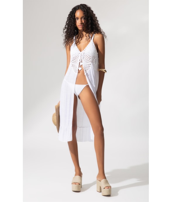 Saída Midi Crochê Mix Branco