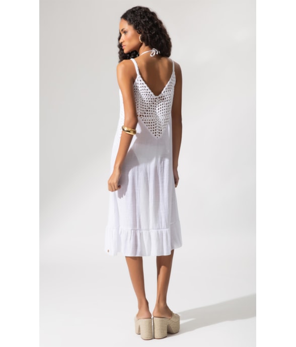 Saída Midi Crochê Mix Branco
