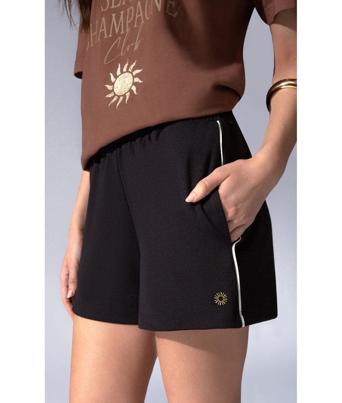 Short Bicolor Ponto Roma Preto