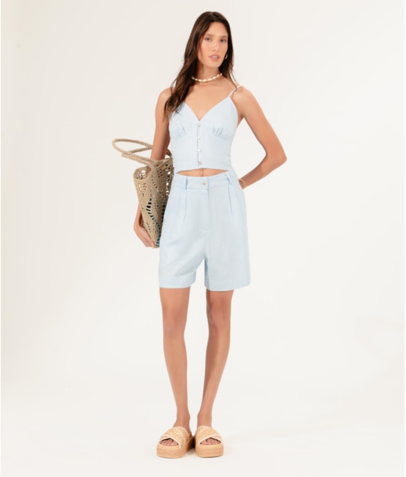 Short Cambraia Fiji Azul Claro