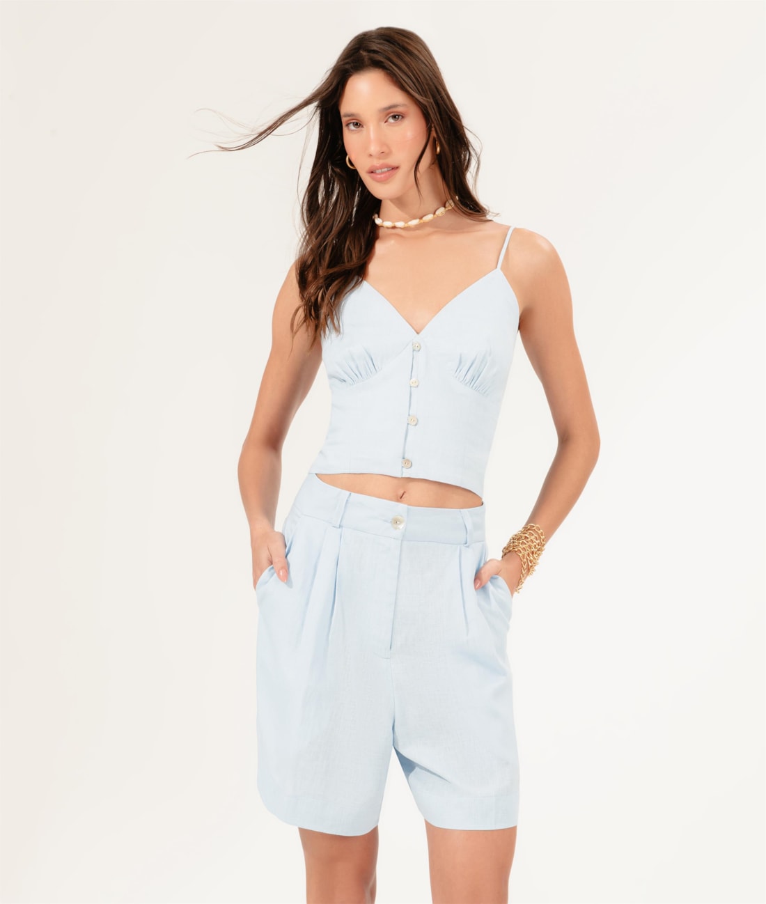 Short Cambraia Fiji Azul Claro