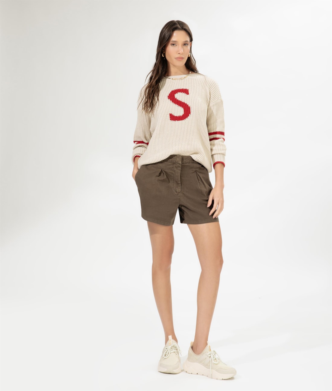Short Color Twill Tenis Tabaco
