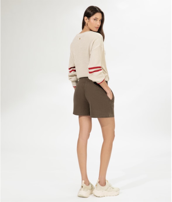 Short Color Twill Tenis Tabaco
