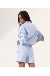 Short Cotton Stripes Sports Azul Bic