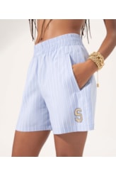 Short Cotton Stripes Sports Azul Bic