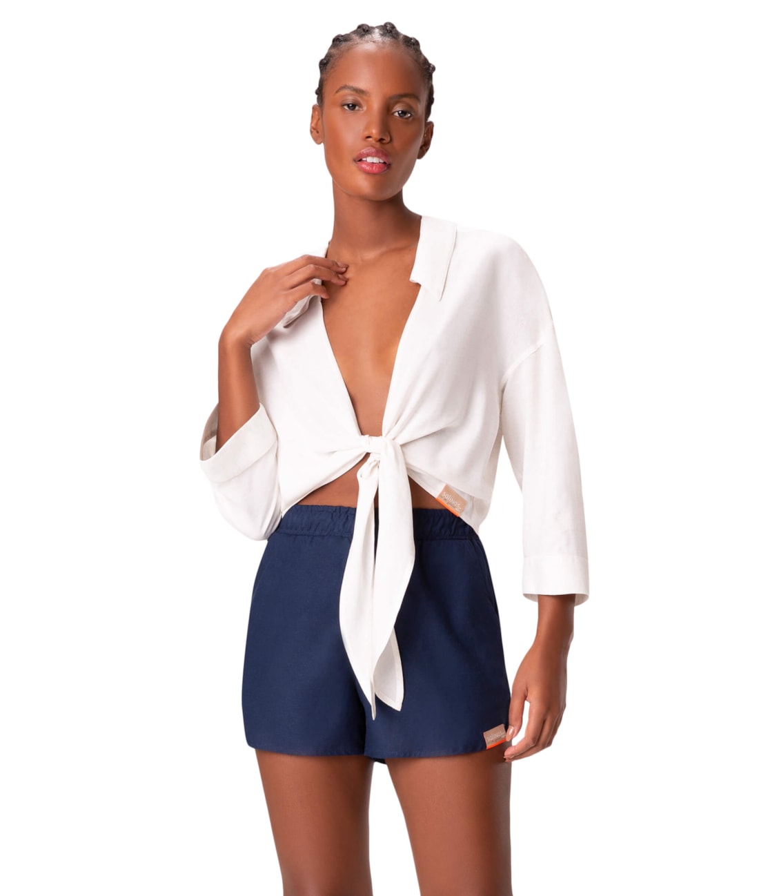 Short Holiday Linen Gaze Marinho