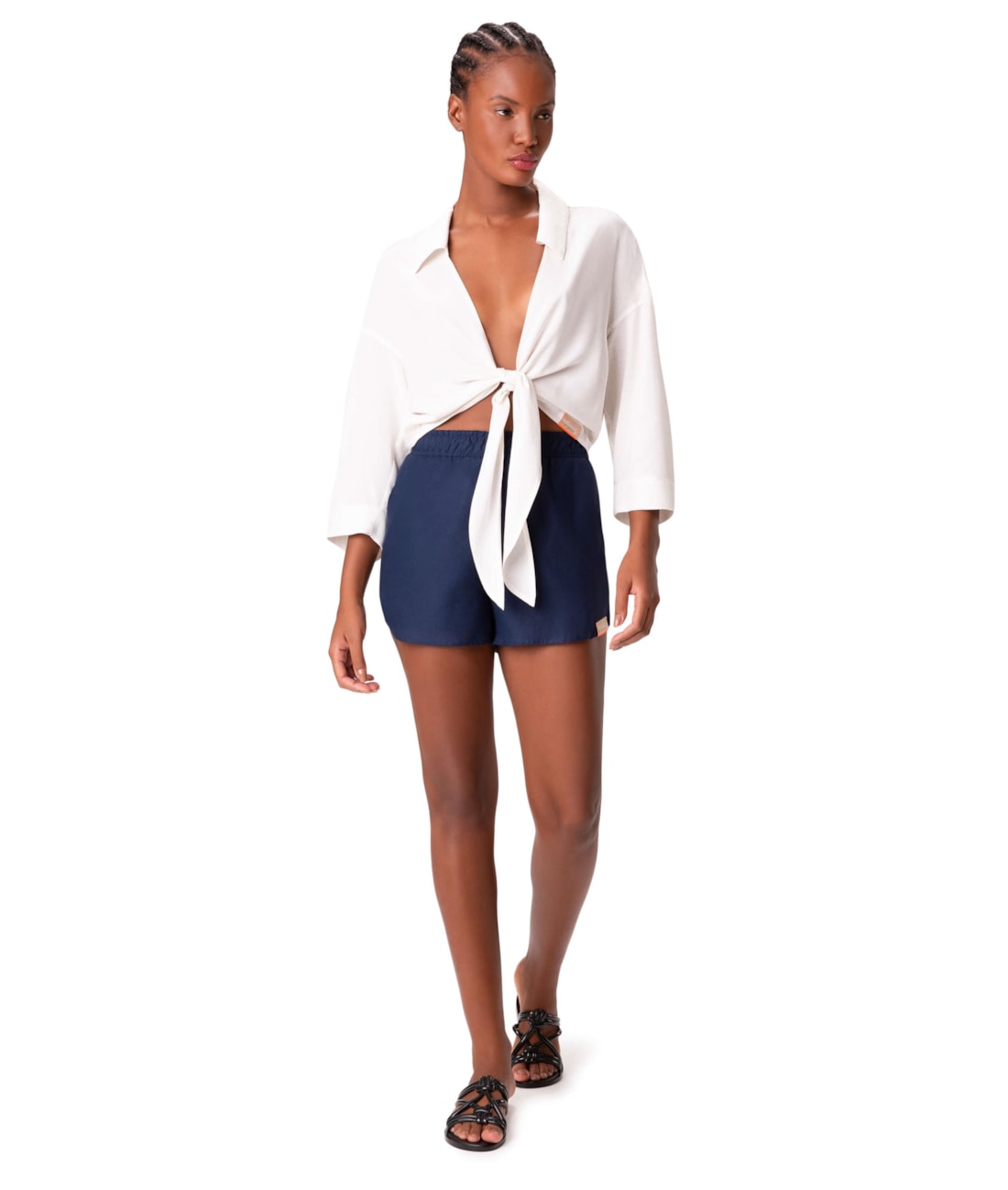 Short Holiday Linen Gaze Marinho