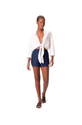 Short Holiday Linen Gaze Marinho