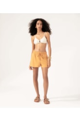Short Linho Blend Amarração Caramelo