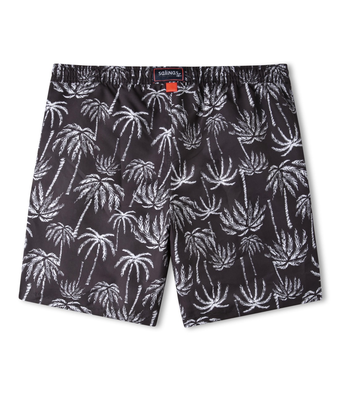 Short Praia Estampa Folhagem Preto