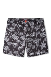 Short Praia Estampa Folhagem Preto
