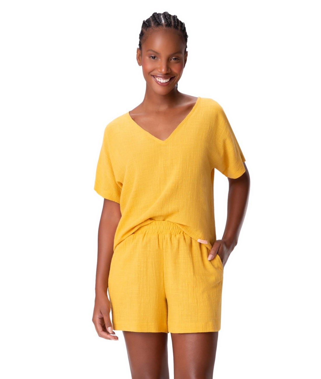 Short Resort Básico Washed Amarelo