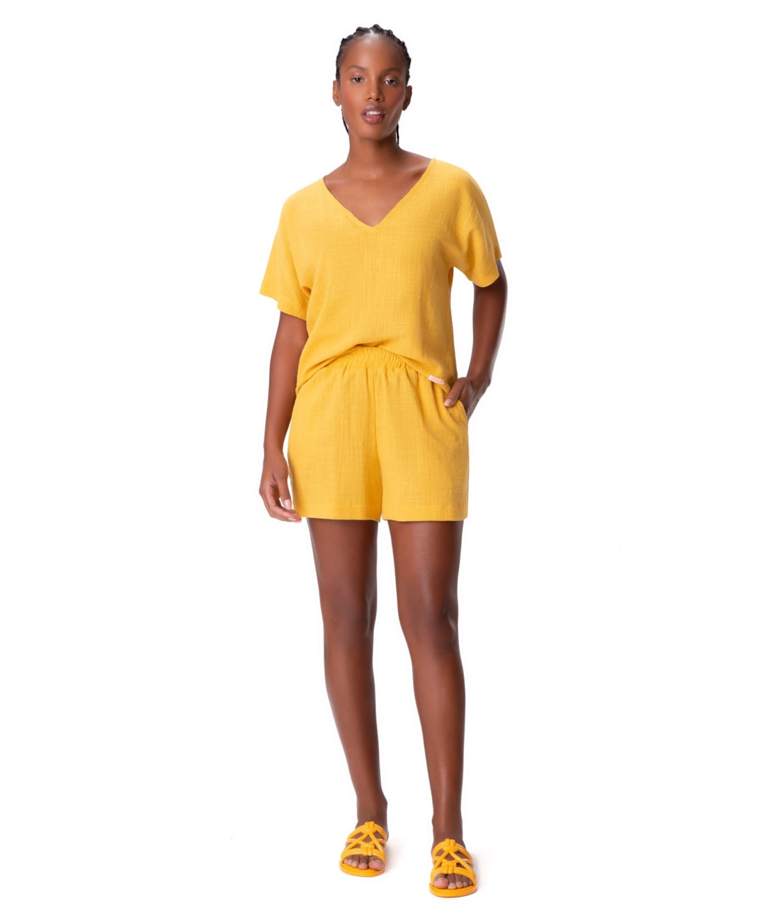 Short Resort Básico Washed Amarelo
