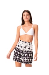 Short Resort Estampa Sari Bicolor Preto