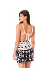 Short Resort Estampa Sari Bicolor Preto
