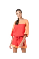 Short Vies Largo Bicolor Vermelho