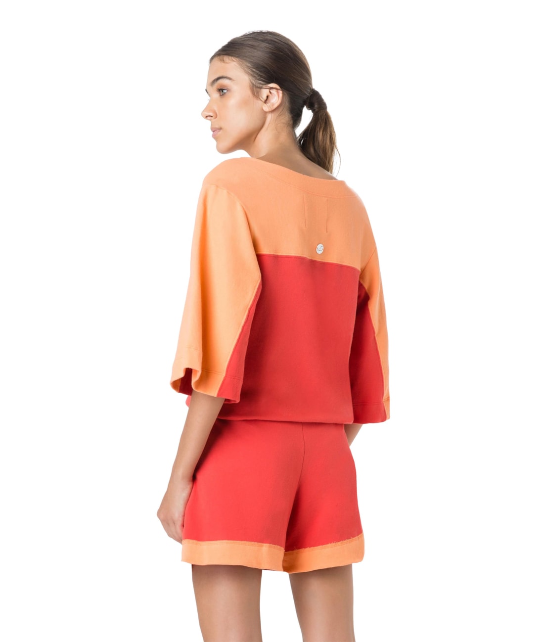Short Vies Largo Bicolor Vermelho