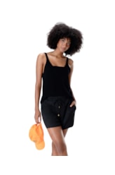Short Visco Crepe Preto Mescla