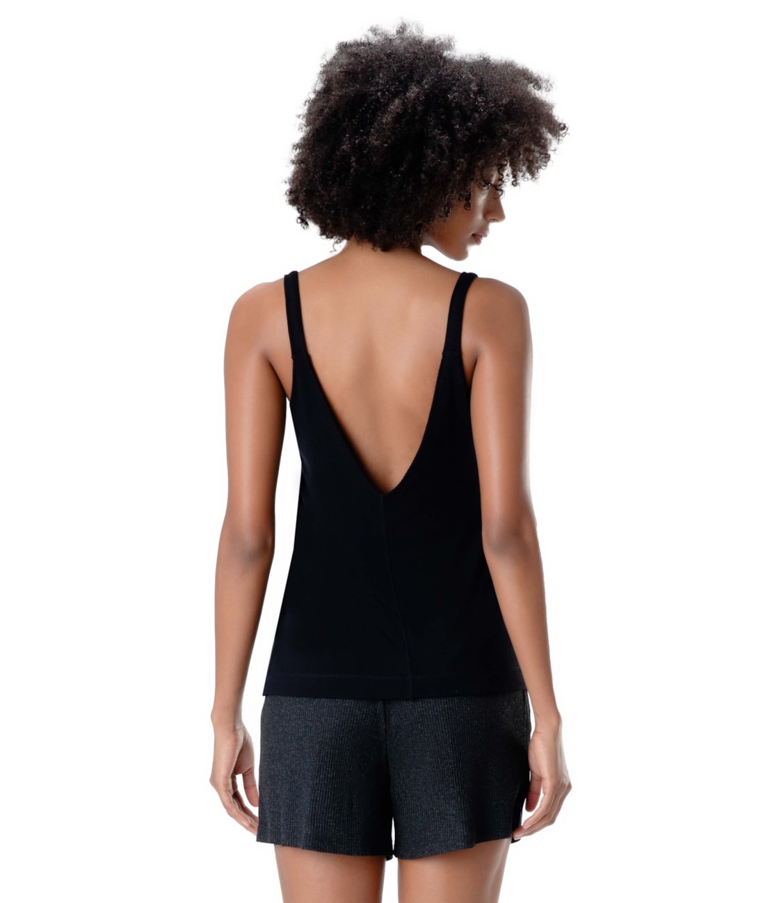 Short Visco Crepe Preto Mescla