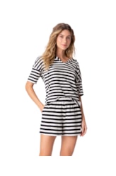 Shorts Holiday Tricot Stripes Preto
