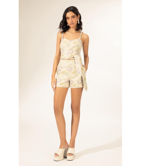Shorts Jacquard Floral Off White